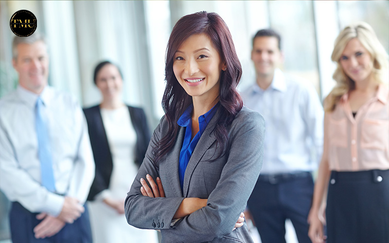 Business leader with high-performance team